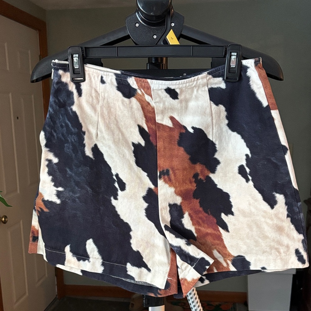 High Waist Cow Print Women's Shorts
